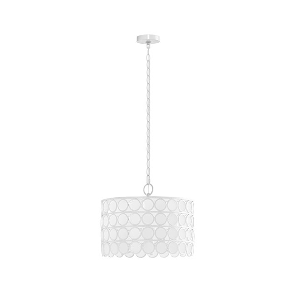 Hampton Hill Abbot 4-Light Glass Drum Shade Chandelier in White, One Size FB150-1160 - Image 4
