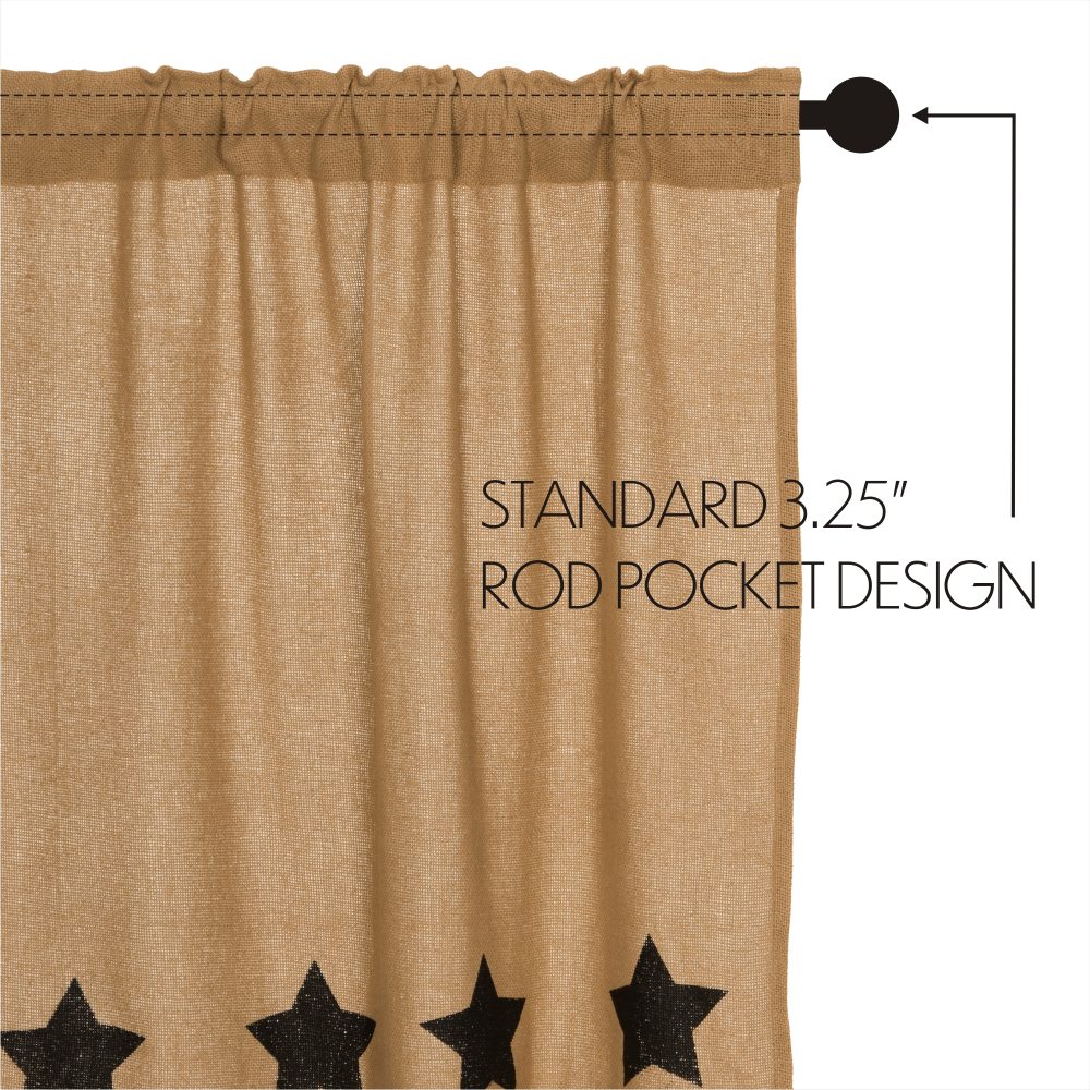 Burlap w/Black Stencil Stars Prairie Swag Set of 2 36x36x18 - Image 6