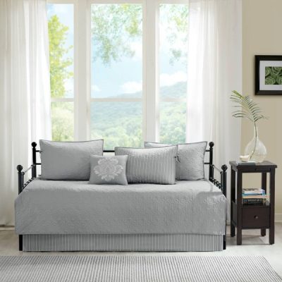 Madison Park Quebec 6 Piece Reversible Daybed Cover Set in Grey, Daybed MP13-4970