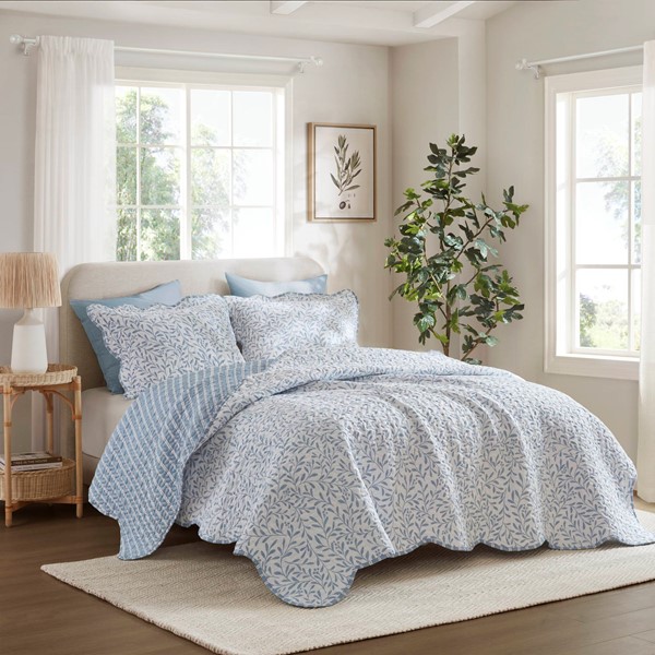 Madison Park Darcy 3 Piece Print Quilt Set in Blue, King MP14-4432