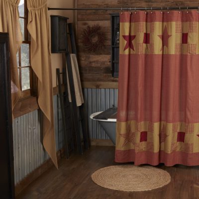 Ninepatch Star Shower Curtain w/ Patchwork Borders 72x72