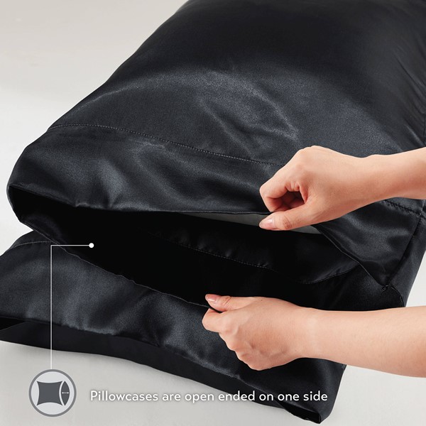 Madison Park Essentials Satin Luxury 2 PC Pillowcases in Black, Standard MPE21-776 - Image 5