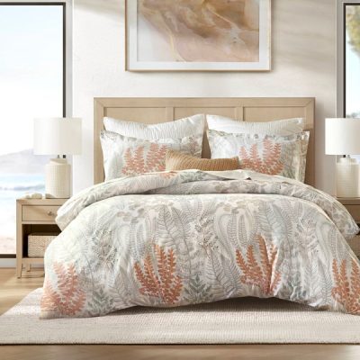Harbor House Botanical 100% Cotton Sateen Duvet Cover Set in Terracotta/Linen, Full/Queen HHD12-1951