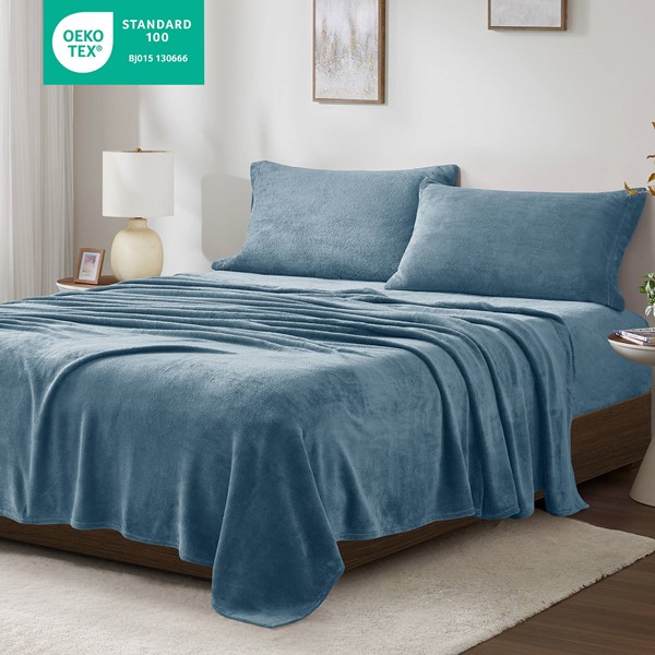True North by Sleep Philosophy Soloft Plush Micro Plush Sheet Set in Blue, Full BL20-0454 - Image 2