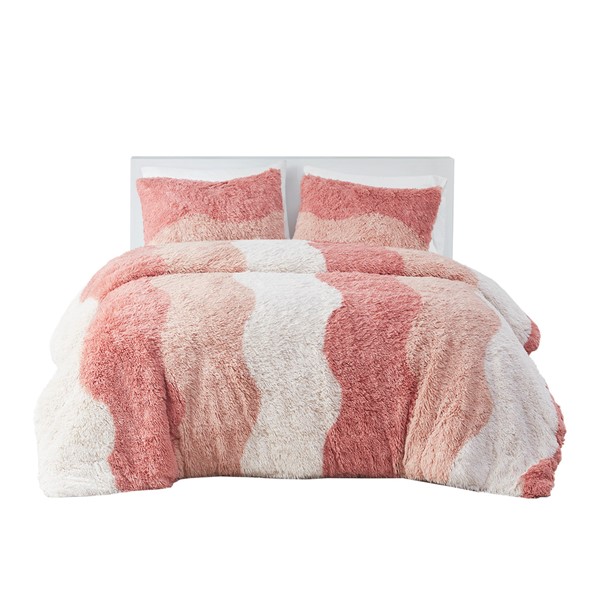 Intelligent Design Cassie Ombre Shaggy Faux Fur Comforter Set in Blush Multi, Twin/Twin XL ID10-2230 - Image 4