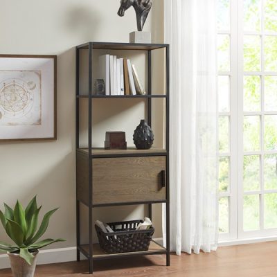 Madison Park Darley 3-Shelf Bookcase with Storage Cabinet in Grey, One Size MP131-1179