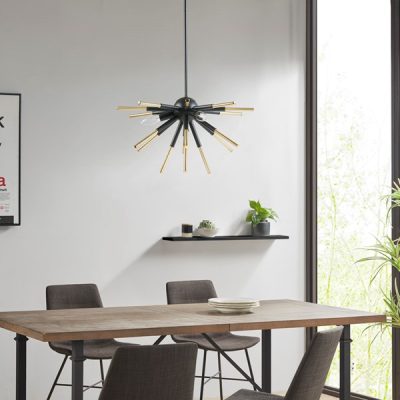 INK+IVY Ely 3-Light Spiked Chandelier in Matte Black /Gold, One Size II150-0140