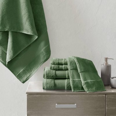 Madison Park Signature Turkish Cotton 6 Piece Bath Towel Set in Green, 6-Piece MPS73-543