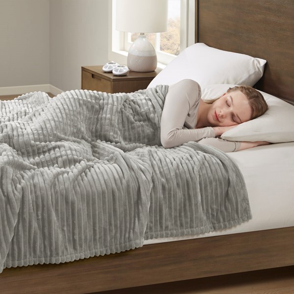 Serta Corded Plush Heated Blanket in Grey, Full ST54-0287 - Image 2