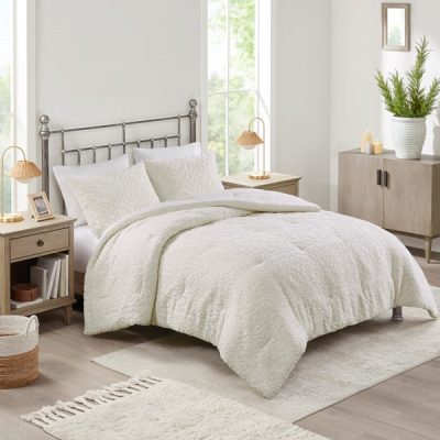 Madison Park Orly 3 Piece Tufted Woven Comforter Set in Ivory, King/Cal King MP10-8376