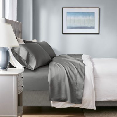 Madison Park 1000 Thread Count HeiQ Smart Temperature Cotton Blend 4 PC Sheet Set in Charcoal, Cal King MP20-8934