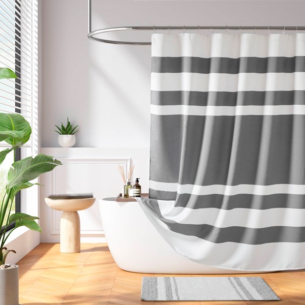 Madison Park Spa Waffle Shower Curtain with 3M Treatment in Charcoal, 72x72" MP70-8449 - Image 6