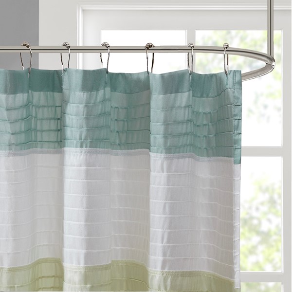 Madison Park Amherst Faux Silk Shower Curtain in Green, 72x72" MP70-418 - Image 3