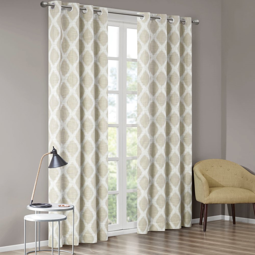 SunSmart Blakesly Printed Ikat Blackout Curtain Panel in Taupe, 50x95" SS40-0073 - Image 4