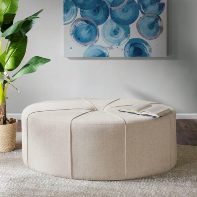Madison Park Ferris Oval Ottoman in Cream, One Size MP101-0712