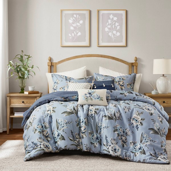 Madison Park Salara Comforter Set in Blue, Queen MP10-8706
