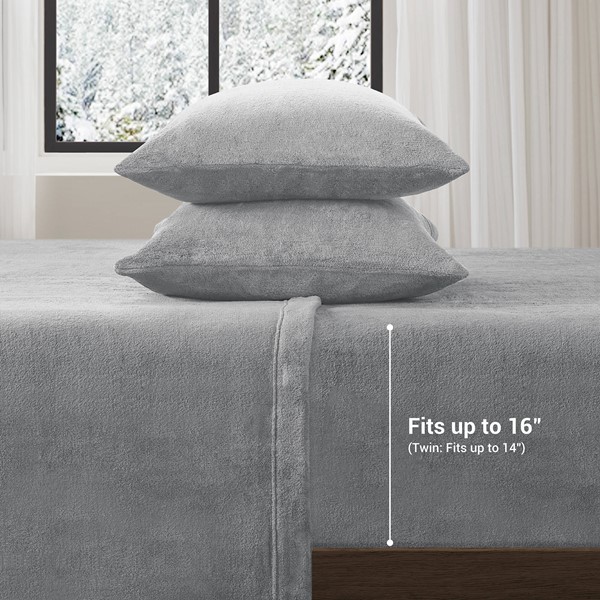 True North by Sleep Philosophy Soloft Plush Micro Plush Sheet Set in Grey, King BL20-0872 - Image 2