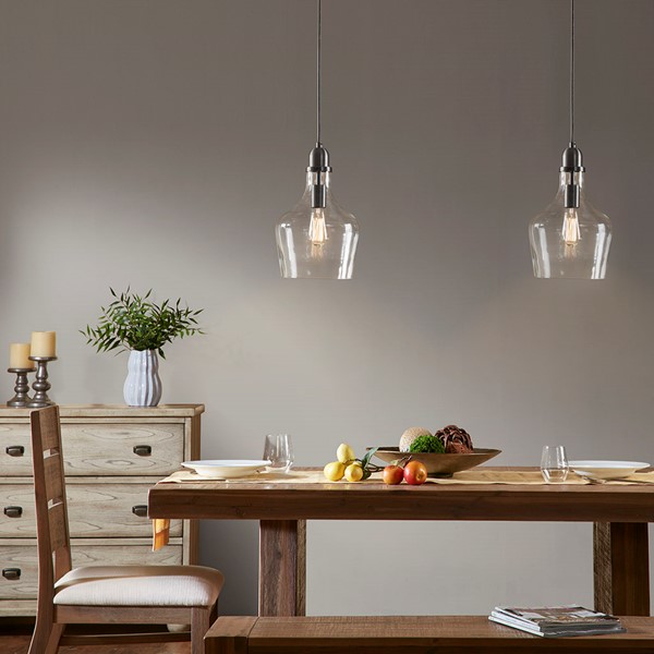 INK+IVY Auburn Bell Shaped Hanging Glass Pendant Light in Bronze/Clear, Dia.9" MP151-0198 - Image 7