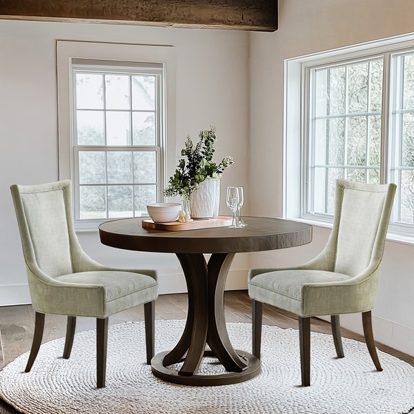 Madison Park Signature Ultra Upholstered Dining Side Chairs with wood legs (Set of 2) in Light Green Multi, Set of 2 MPS108-0296