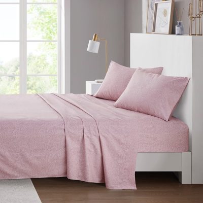 Intelligent Design Printed Microfiber Sheet Set in Blush Waves, Queen ID20-2363