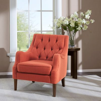 Madison Park Qwen Button Tufted Accent Chair in Spice, One Size MP100-1054