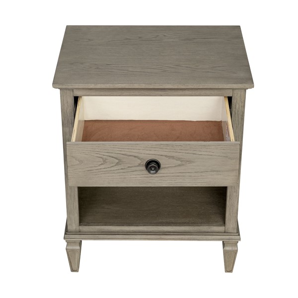 Madison Park Signature Victoria one-drawer wood nightstand with shelf in Reclaimed Grey, One Size MPS136-0320 - Image 4