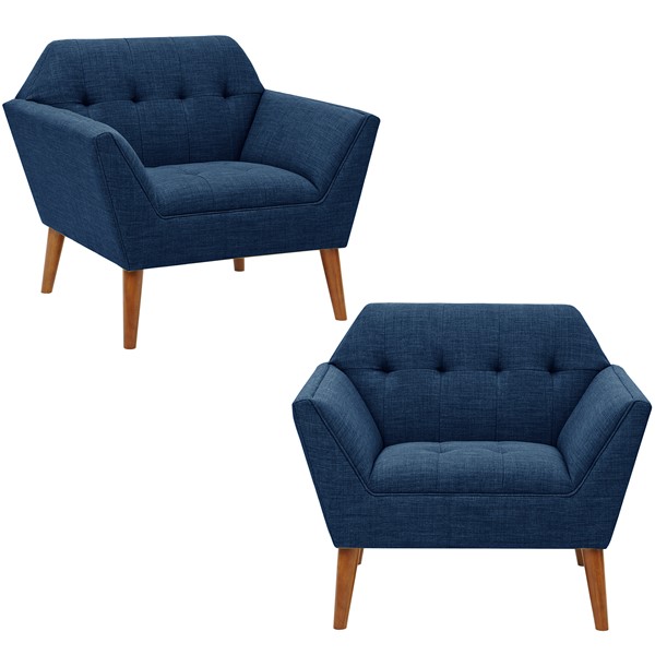 INK+IVY Newport Wide Mid-Century Modern Lounge Chair Set of 2 in Blue, Set of 2 II100-0526 - Image 3