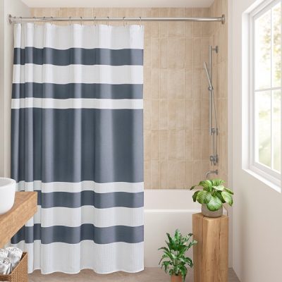 Madison Park Spa Waffle Shower Curtain with 3M Treatment in Dark Blue, 36x72'' MP70-8556