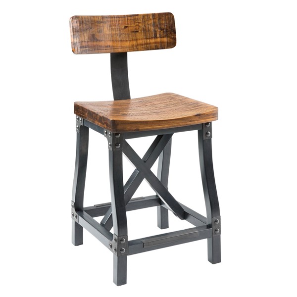 INK+IVY Lancaster Counter Stool with Back in Amber, One Size FPF20-0312 - Image 3