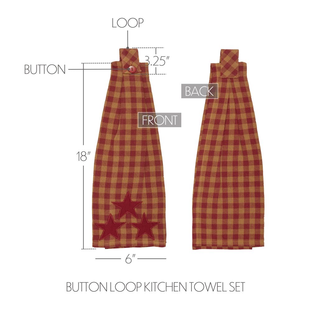 Burgundy Star Button Loop Tea Towel - Image 5