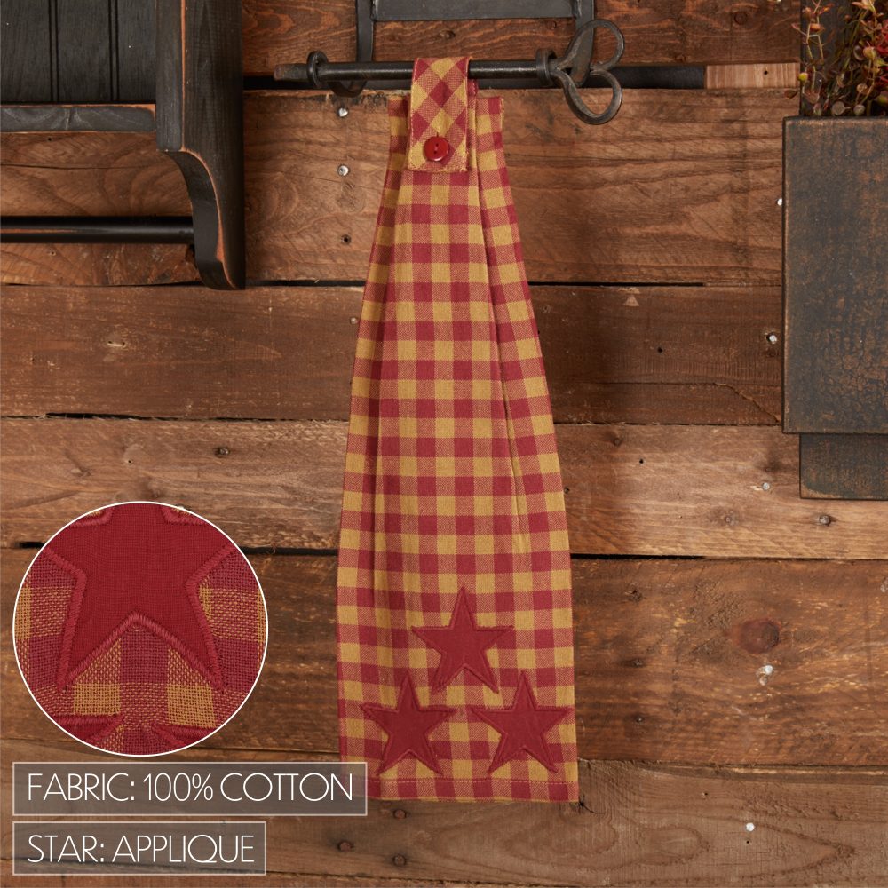 Burgundy Star Button Loop Tea Towel - Image 6