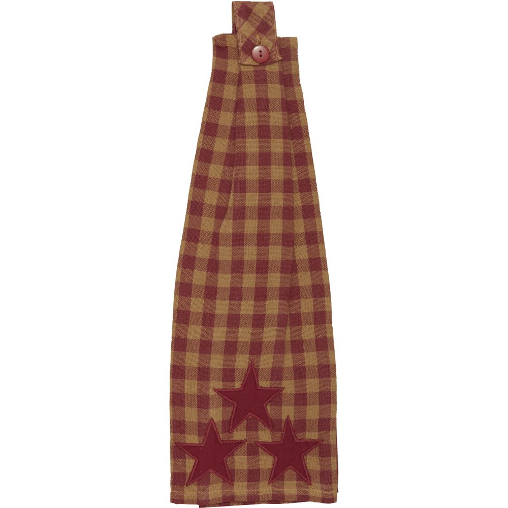 Burgundy Star Button Loop Tea Towel - Image 2
