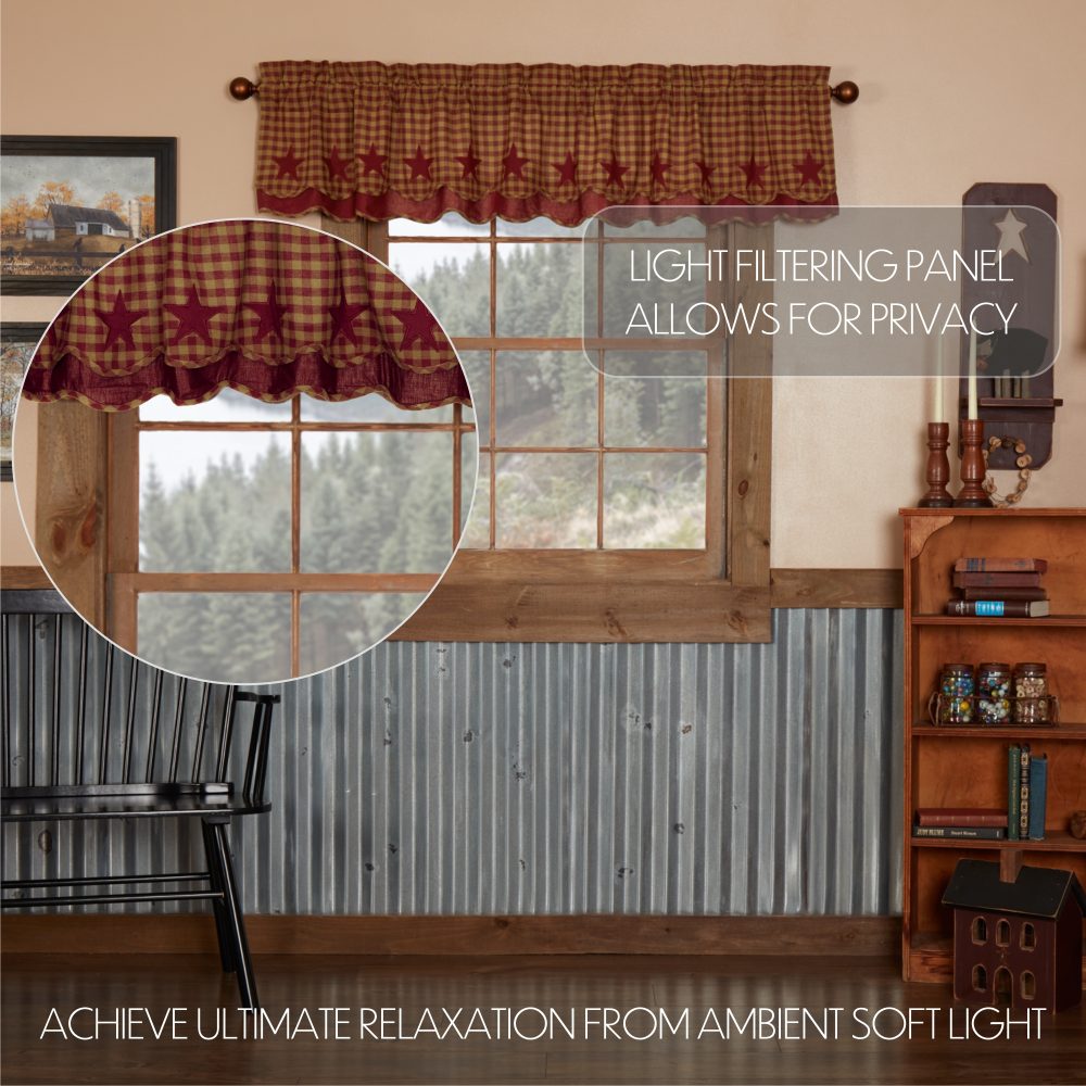 Burgundy Star Scalloped Layered Valance 16x72 - Image 4