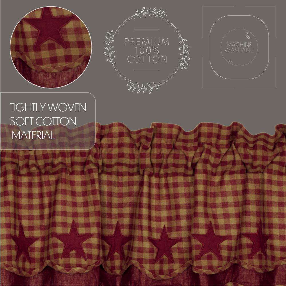 Burgundy Star Scalloped Layered Valance 16x72 - Image 5