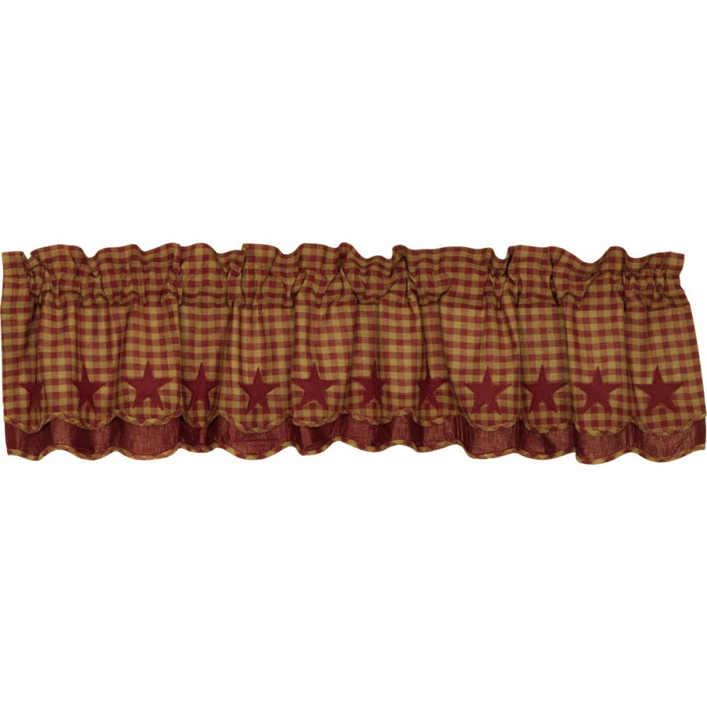 Burgundy Star Scalloped Layered Valance 16x72 - Image 2