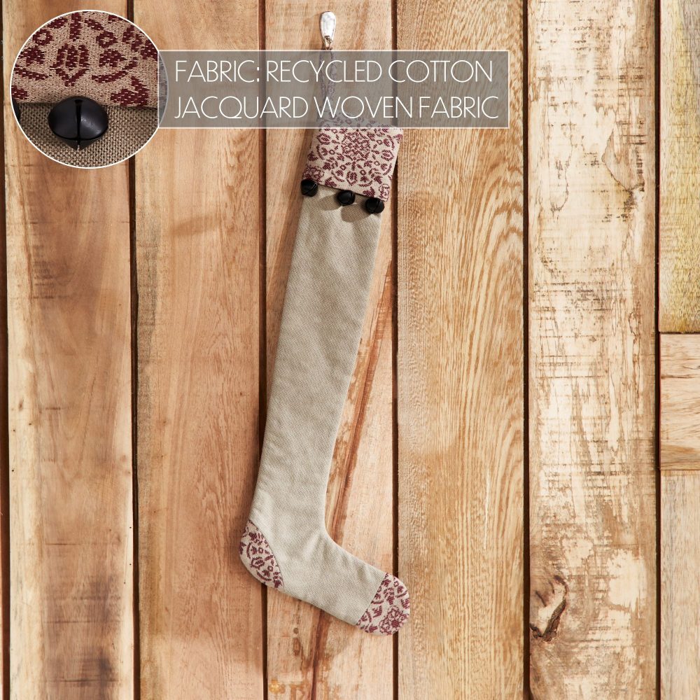 Custom House Burgundy Tan Jacquard Prim Stocking 7x19 - Image 5