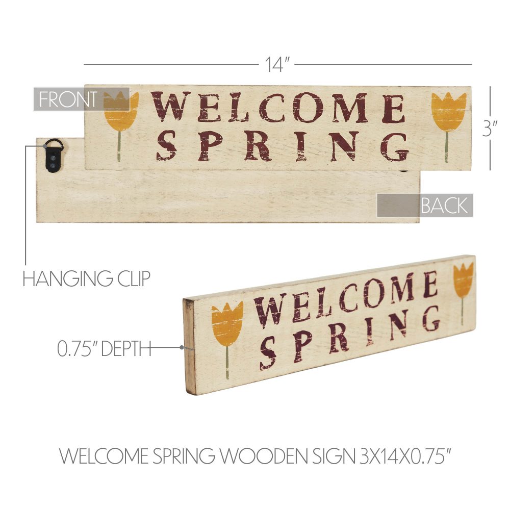 Welcome Spring Wooden Sign 3x14 - Image 5