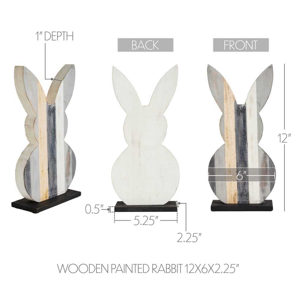 Wooden Painted Rabbit 12x6x2.25 - Image 5