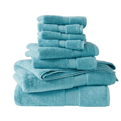 Madison Park Signature 800GSM 100% Cotton 8 Piece Towel Set in Aqua, 8-Piece MPS73-193