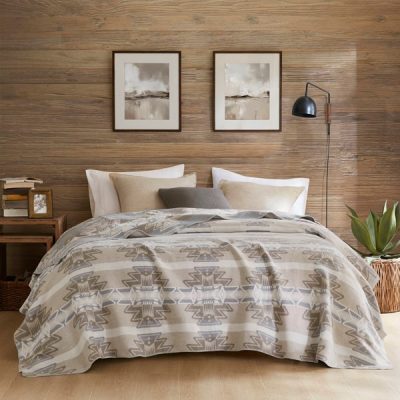 Woolrich Alberta Cotton Blend Blanket in Neutral Aztec, King WR51-3927