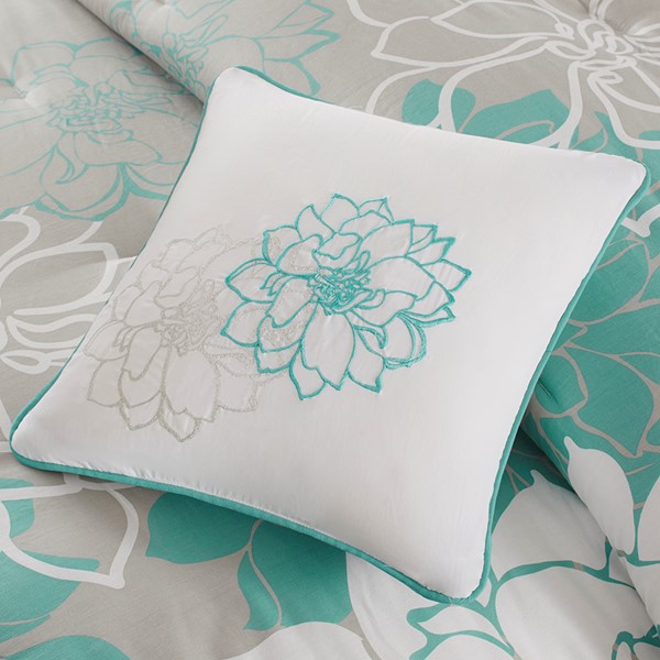 Madison Park Lola Printed Cotton Sateen Comforter Set in Aqua, Twin/Twin XL MP10-6833 - Image 4
