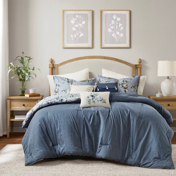 Madison Park Salara Comforter Set in Blue, Queen MP10-8706 - Image 2