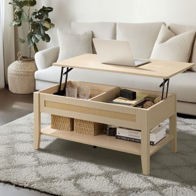 510 Design Lennox Lift-Top Rattan Coffee Table in Natural, 34.5"W x 19"D x 16~21.5"H FUR120-0053