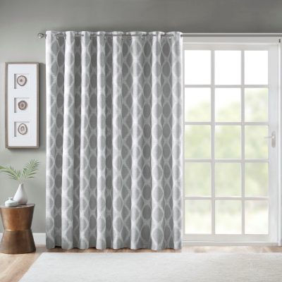 SunSmart Blakesly Printed Ikat Blackout Patio Curtain in Grey, 100x84" SS40-0111