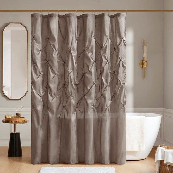 Madison Park Laurel Tufted Semi-Sheer Shower Curtain in Taupe, 72x72" MP70-438 - Image 2