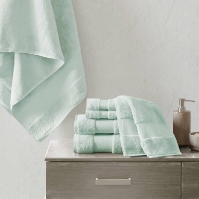 Madison Park Signature Turkish Cotton 6 Piece Bath Towel Set in Seafoam, 6-Piece MPS73-319