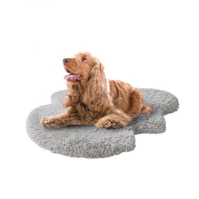 Friends Forever Friends Forever Puprug Faux Fur Orthopedic Dog Bed with Foam, Pup Faux Fur Rug with Removable Bed Cover in Grey, 24x44" PET63HM6012