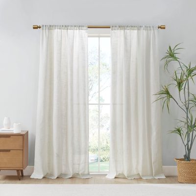 Madison Park Kyler Linen Blend Light Filtering Curtain Panel Pair in Ivory, 2-PK 52x84" MP40-7983
