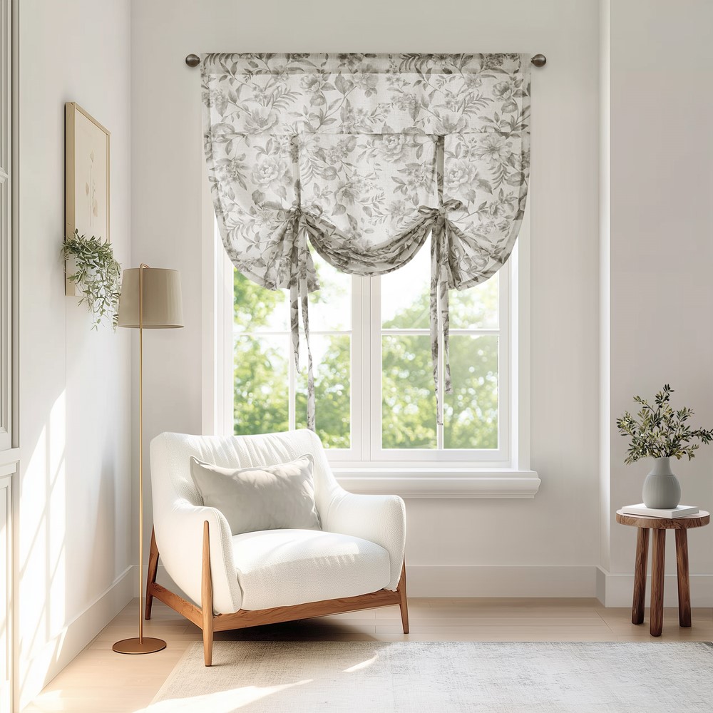 Madison Park Lana Floral Window Panel in Charcoal, 42x63" MP40-9017 - Image 5