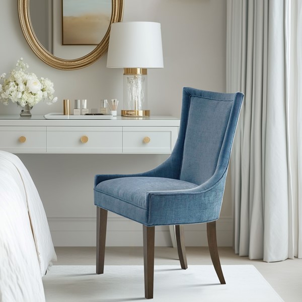 Madison Park Signature Ultra Upholstered Dining Side Chairs with wood legs (Set of 2) in Blue, Set of 2 MPS108-0302 - Image 5